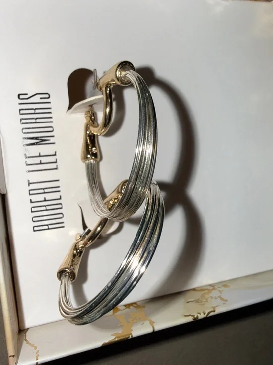 NIB Robert Lee Morris Two-Tone Hoop Earrings - Picture 9 of 10